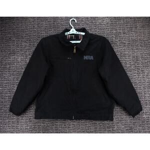 NRA Chore Jacket Mens XL Black Full Zip Flannel Lined Duck Canvas Burk's Bay